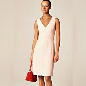 J. Crew Seamed Sheath Dress Pale Pink Pencil Fit | V-Neck | Sz. 16 | NEW $248